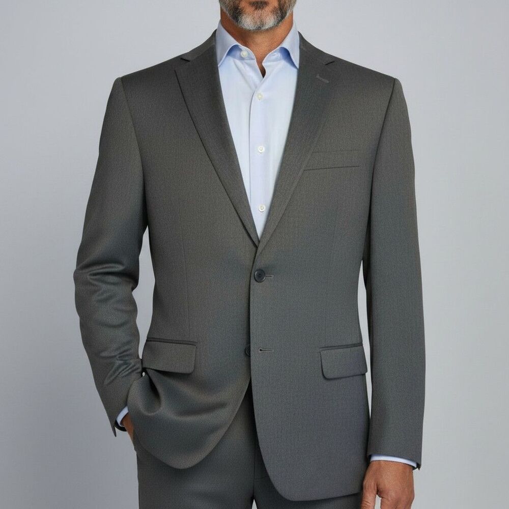 JOS A BANK Slim fit Mens Blazer 44R Sport Coat Two Button Suit Jacket Gray